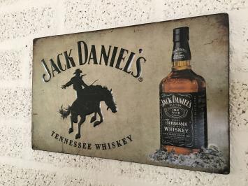 Metallplatte mit aufgemalten Jack Daniel's Artikeln